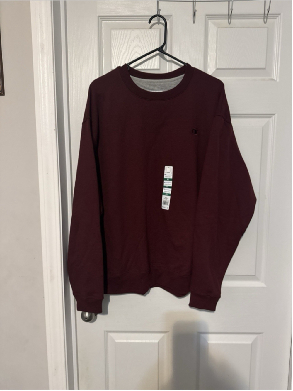 CHAMPION Sweater Sweatshirt Men's Powerblend Fleece Logo Comfort Berry Sz XL NEW